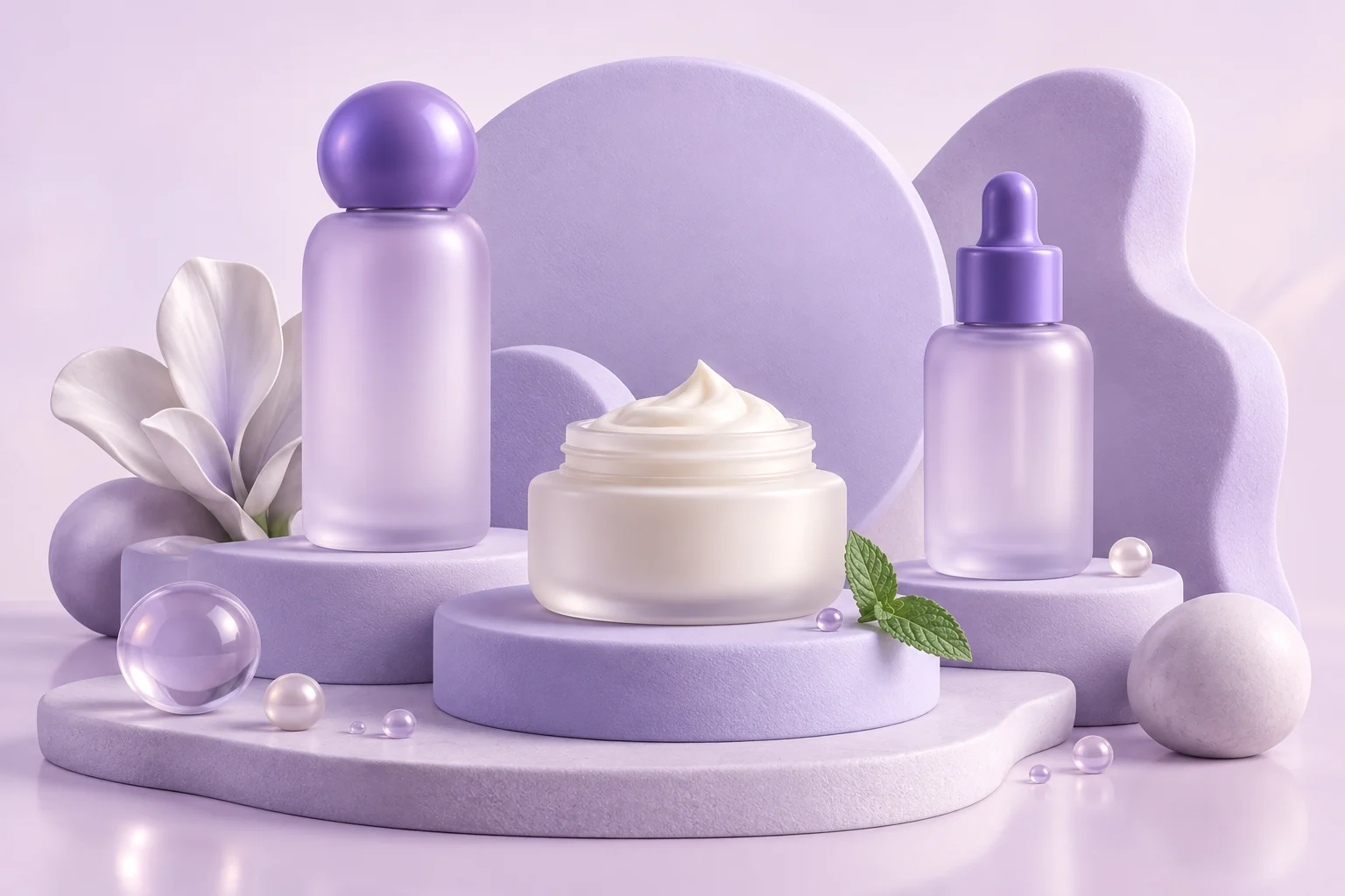 The Beauty Decoder — sculptural lavender illustration