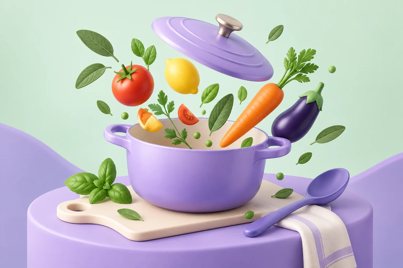The Everyday Chef — sculptural lavender illustration