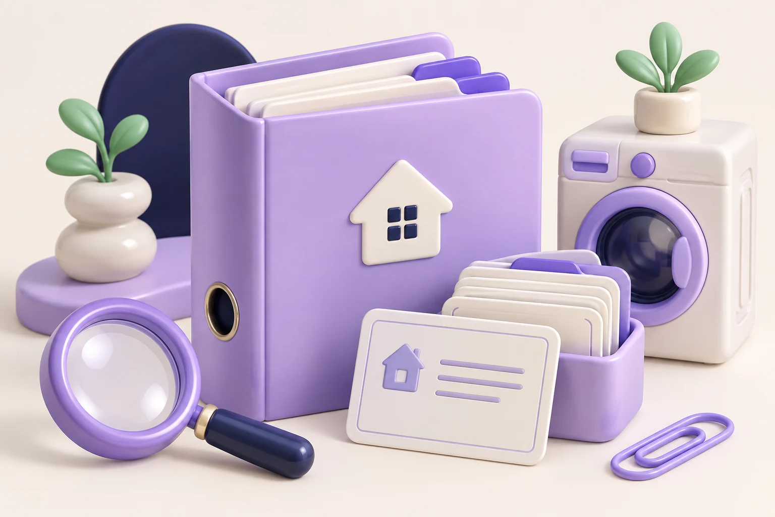 The Life-admin Organizer — sculptural lavender illustration