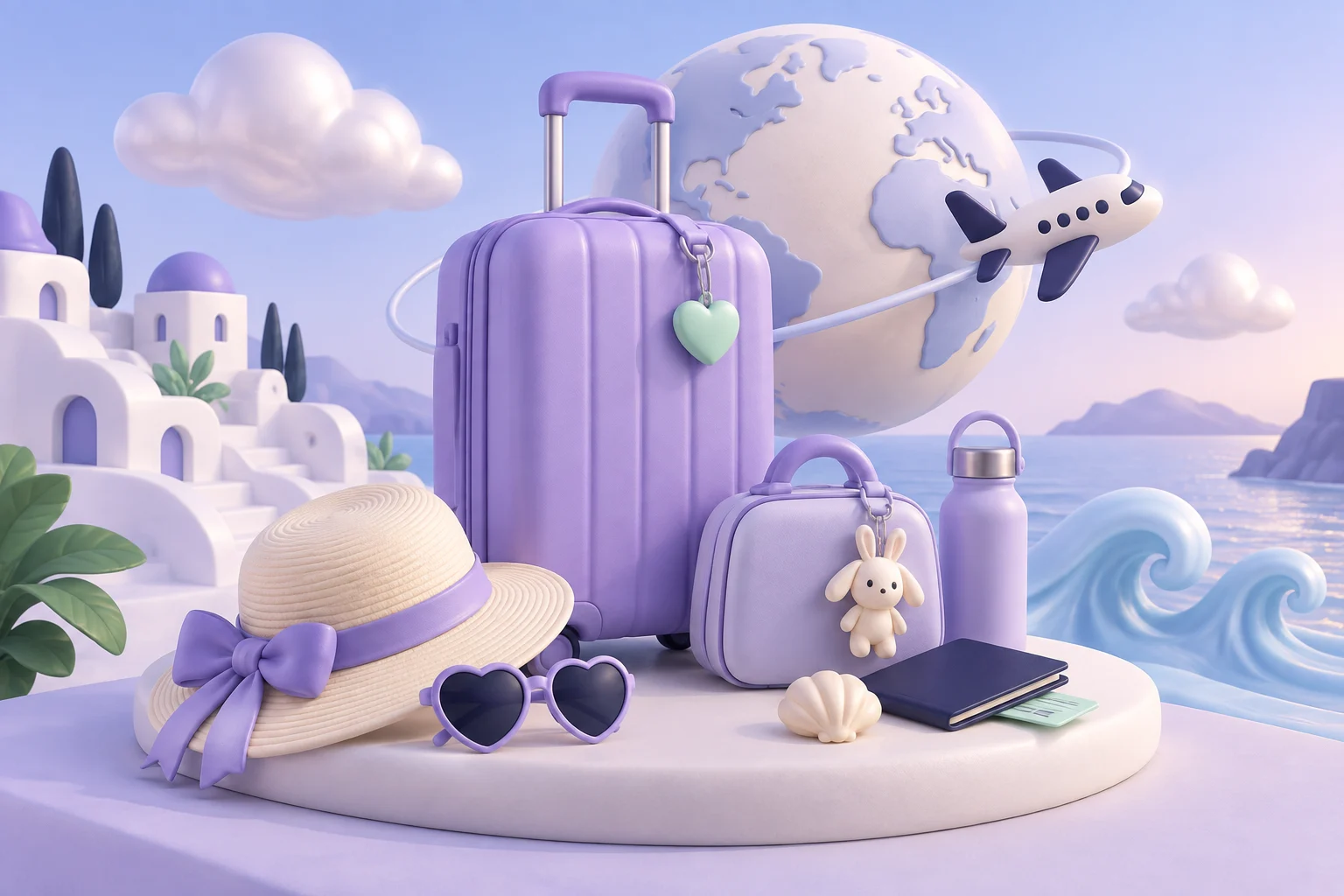 The Travel Companion — sculptural lavender illustration