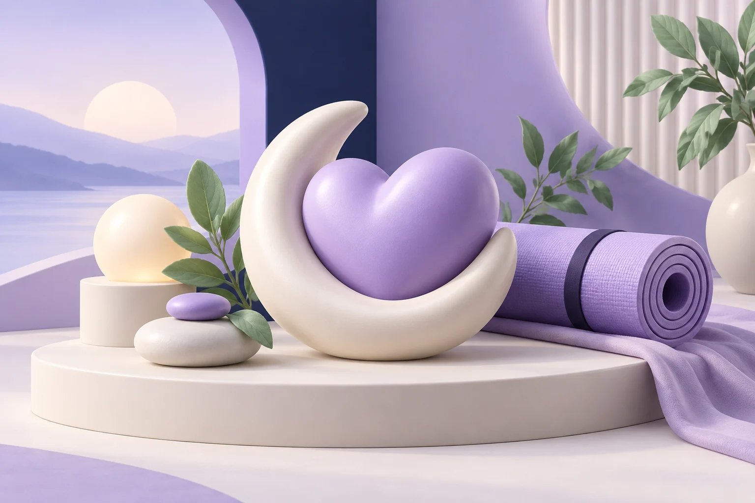The Wellness Companion — sculptural lavender illustration